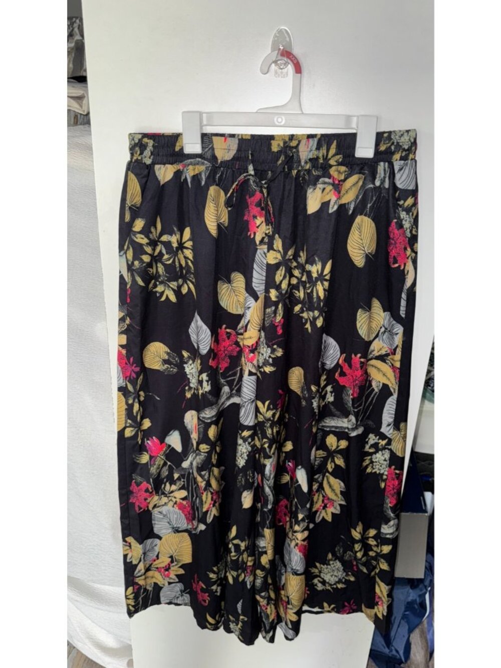 Shein Curve womans plus size 2XL floral print wed leg pants elastic waistband